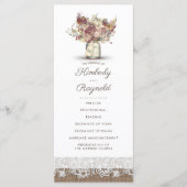 Rustique Burlap Floral Mason Jar Programmes de mar (Devant)