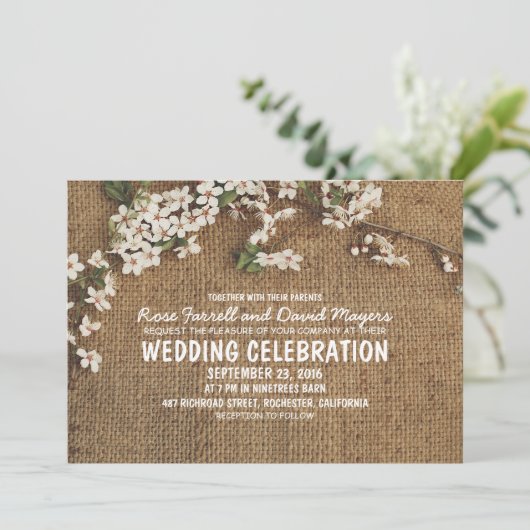 Rustique Burlap Garden Invitation de mariage (Debout devant)