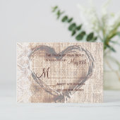 Rustique Burlap Lace Twine Coeur Mariage RSVP Cart (Debout devant)