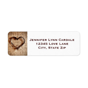Rustique Burlap Lace Twine Heart Étiquettes de adr