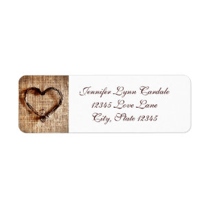 Rustique Burlap Lace Twine Heart Étiquettes de adr