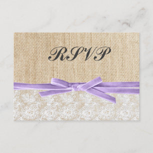 Rustique Burlap Lavender Ribbon Wedding RSVP