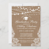 Rustique Burlap Lights Lace Graduation Invitation  (Devant)