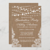 Rustique Burlap Lights Lace Graduation invitation (Devant / Derrière)