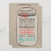 Rustique Burlap & Mason Jar Faire-part de mariage (Devant / Derrière)
