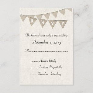 Rustique Burlap Pennant mariage RSVP