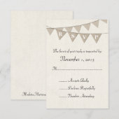 Rustique Burlap Pennant mariage RSVP (Devant / Derrière)