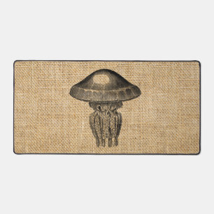 Rustique Burlap Photo Image Jellyfish Design