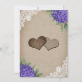Rustique Burlap Purple Hydrangea Invitations de ma (Dos)