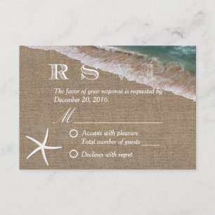 Rustique Burlap Starfish Beach Wedding RSVP