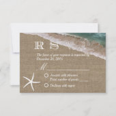 Rustique Burlap Starfish Beach Wedding RSVP (Devant)
