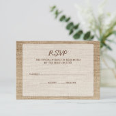 Rustique Burlap Wedding RSVP Response Card (Debout devant)