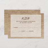 Rustique Burlap Wedding RSVP Response Card (Devant / Derrière)