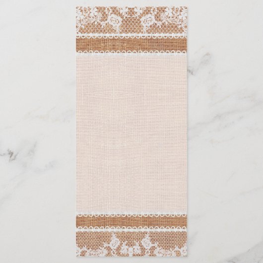 Rustique Burlap & White Lace Menu Slim Dinner (Dos)