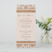 Rustique Burlap & White Lace Menu Slim Dinner (Debout devant)
