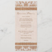 Rustique Burlap & White Lace Menu Slim Dinner (Devant)