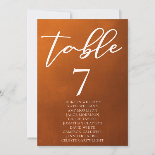 Rustique Burnt Orange Automne Mariage Carte de siè (Devant)