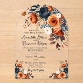 Rustique Burnt Orange et Faire-part de mariage ble (Recto)