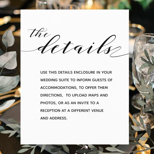 Rustique Calligraphie Détails du Mariage Carte de 