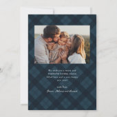 Rustique carte de Noël avec plaid bleu marine 2 ph (Dos)