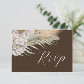Rustique carte de réponse florale aquarelle brun f (Debout devant)