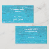 Rustique Carte de visite en bois turquoise (Devant / Derrière)