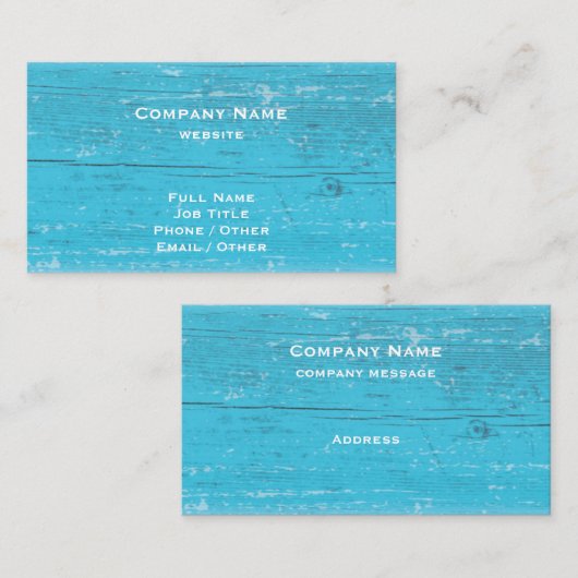 Rustique Carte de visite en bois turquoise (Devant / Derrière)