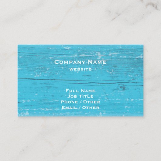 Rustique Carte de visite en bois turquoise (Devant)