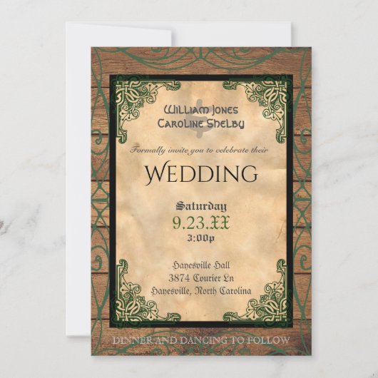 Rustique Celtique Claddagh Faire-part de mariage (Devant)