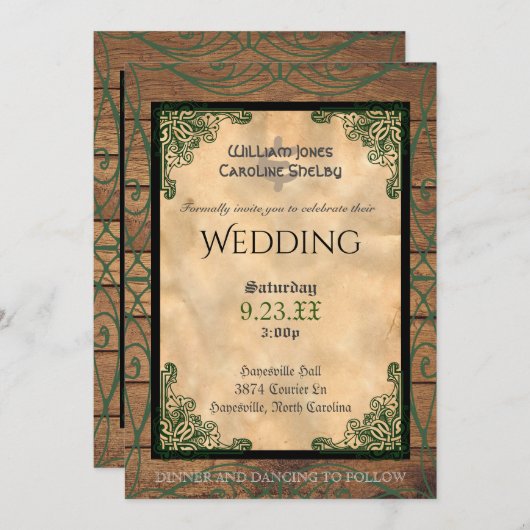 Rustique Celtique Claddagh Faire-part de mariage (Devant / Derrière)
