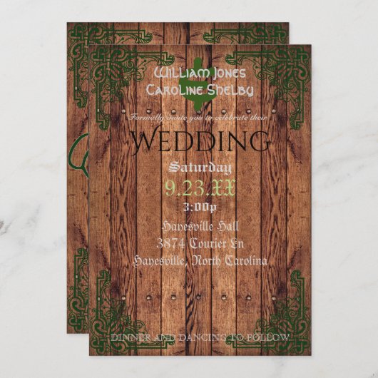 Rustique Celtique Claddagh Faire-part de mariage (Devant / Derrière)