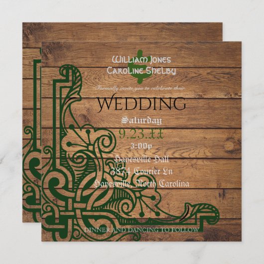 Rustique Celtique Claddagh Faire-part de mariage (Devant / Derrière)