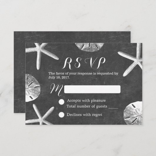 Rustique Chalkboard Beach Wedding RSVP (Devant / Derrière)