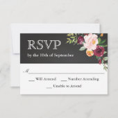 Rustique Chalkboard Floral Wedding RSVP (Devant)