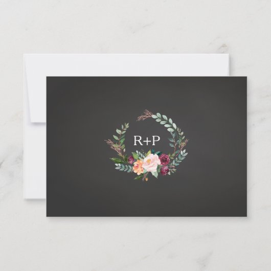 Rustique Chalkboard Floral Wedding RSVP (Dos)