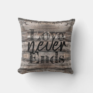 rustique chic AMOUR NE FINIT JAMAIS Oreiller