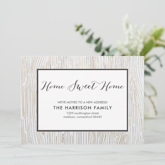 Rustique Chic Bois doux Maison Moving Faire-part (Debout devant)