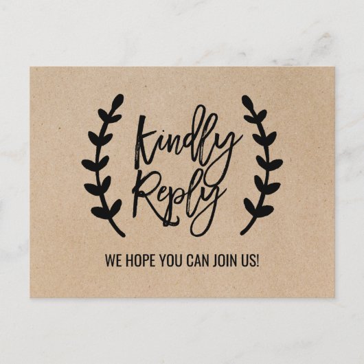 Rustique Chic Faux Kraft Menu Choix Carte postale (Devant)