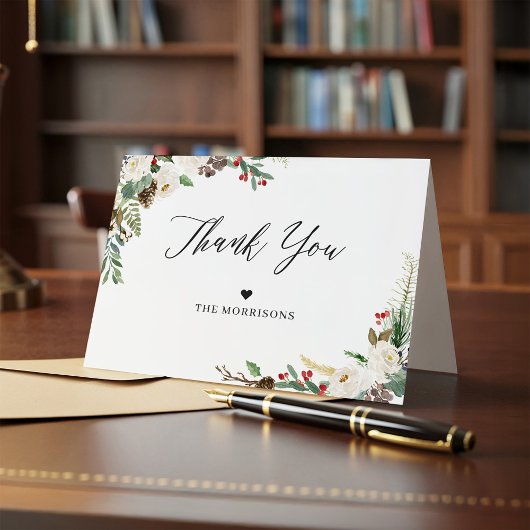 Rustique Chic Fleurs d'hiver Baies de houx Merci