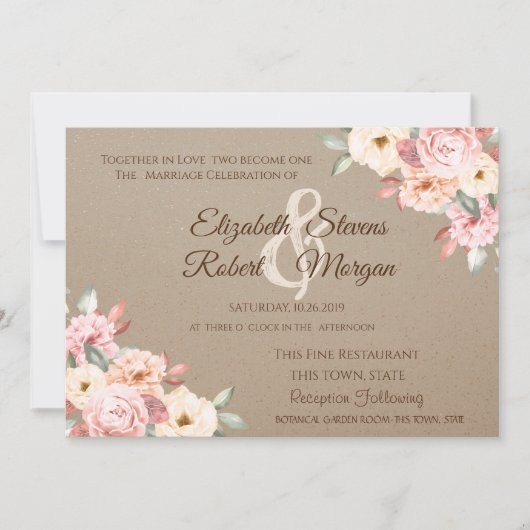 Rustique Chic Floral Mariage Invitation (Devant)