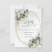Rustique Chic Vert et Or Eucalyptus Mariage RSVP (Devant)