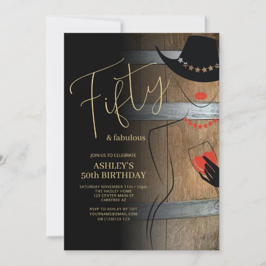 Rustique Cinquante Fabuleux 50e Invitation anniver (Devant)
