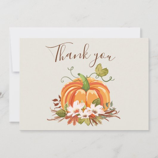 Rustique Citrouille Carte de remerciements Floral  (Devant)