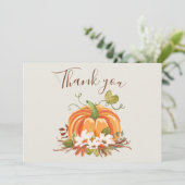 Rustique Citrouille Carte de remerciements Floral  (Debout devant)