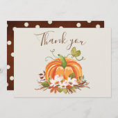 Rustique Citrouille Carte de remerciements Floral  (Devant / Derrière)