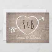 Rustique Coeur en bois Élégant Mariage Invitation (Devant)