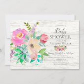 Rustique coloré Floral BÉBÉ Douche Invitations (Devant)