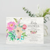 Rustique coloré Floral BÉBÉ Douche Invitations (Debout devant)