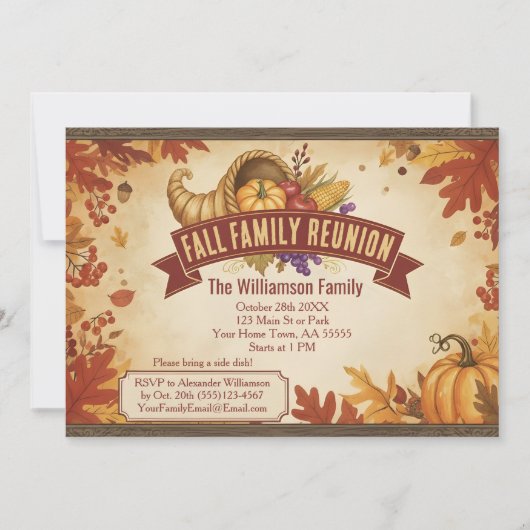 Rustique Cornucopia Fall Reunion Invitation (Devant)