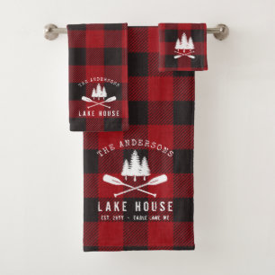 Rustique Country Lake House Tree Red Buffalo Plaid